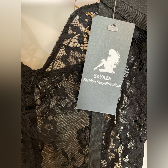 WOW Couture Sexy Bandage Black Lace Bodysuit - Size Medium - Picture 2 of 12